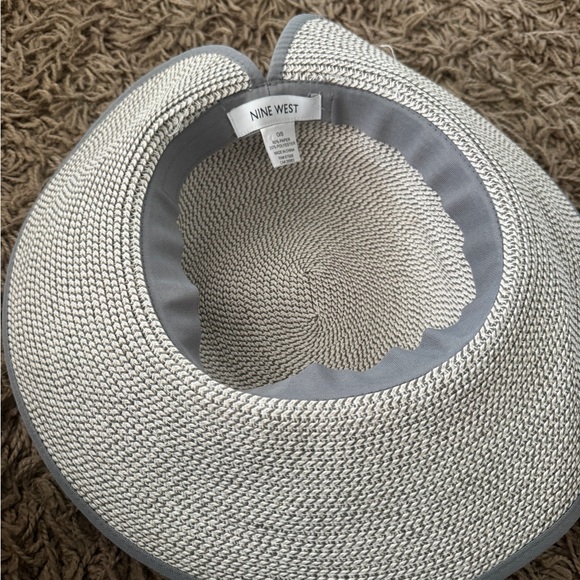 Nine West Natural Woven Sun Hat with Gray Trim - Picture 4 of 5